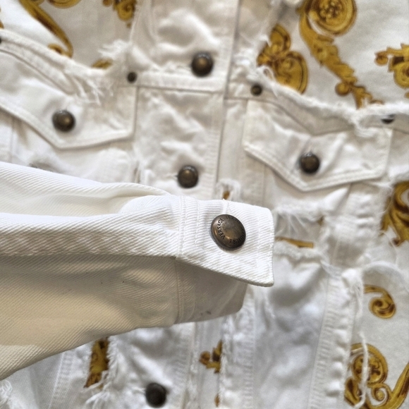 Versace Jeans White and Gold Women's Jacket, Baroque Print NWT, - Picture 9 of 11